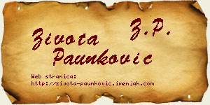 Života Paunković vizit kartica